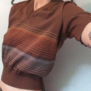 Vintage cropped short sleeve knit top